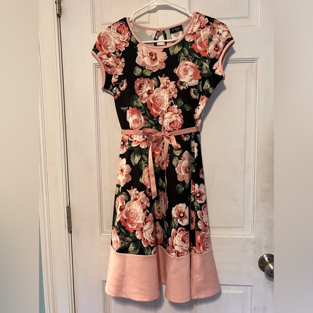 2-Hip Pink floral girls dress